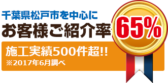 千葉県松戸市を中心にお客様ご紹介率65% 年間件数000件超!!